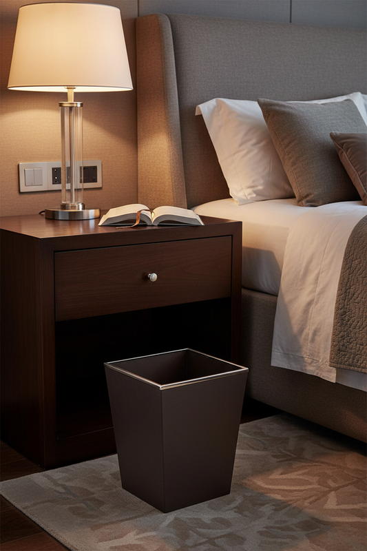Craster Luxury Faux Leather Square Waste Bin | Bedroom & Home Office