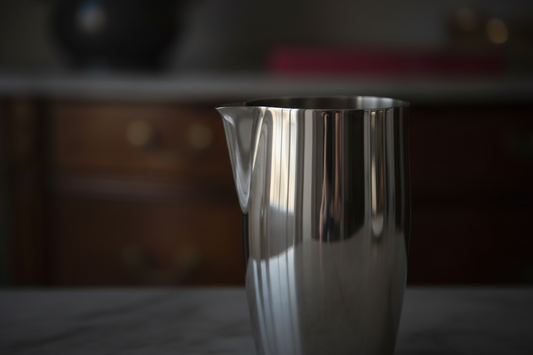 Mepra Creamer close-up detail of high-polish stainless steel finish and smooth tapered body