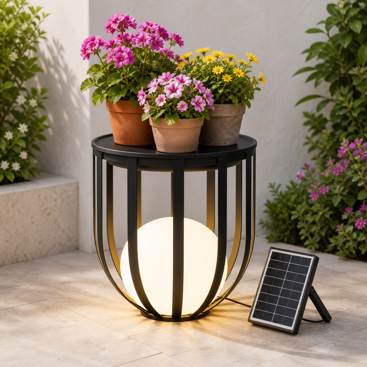 Solar-Powered LED Plant Stand | Outdoor Patio Accent Light