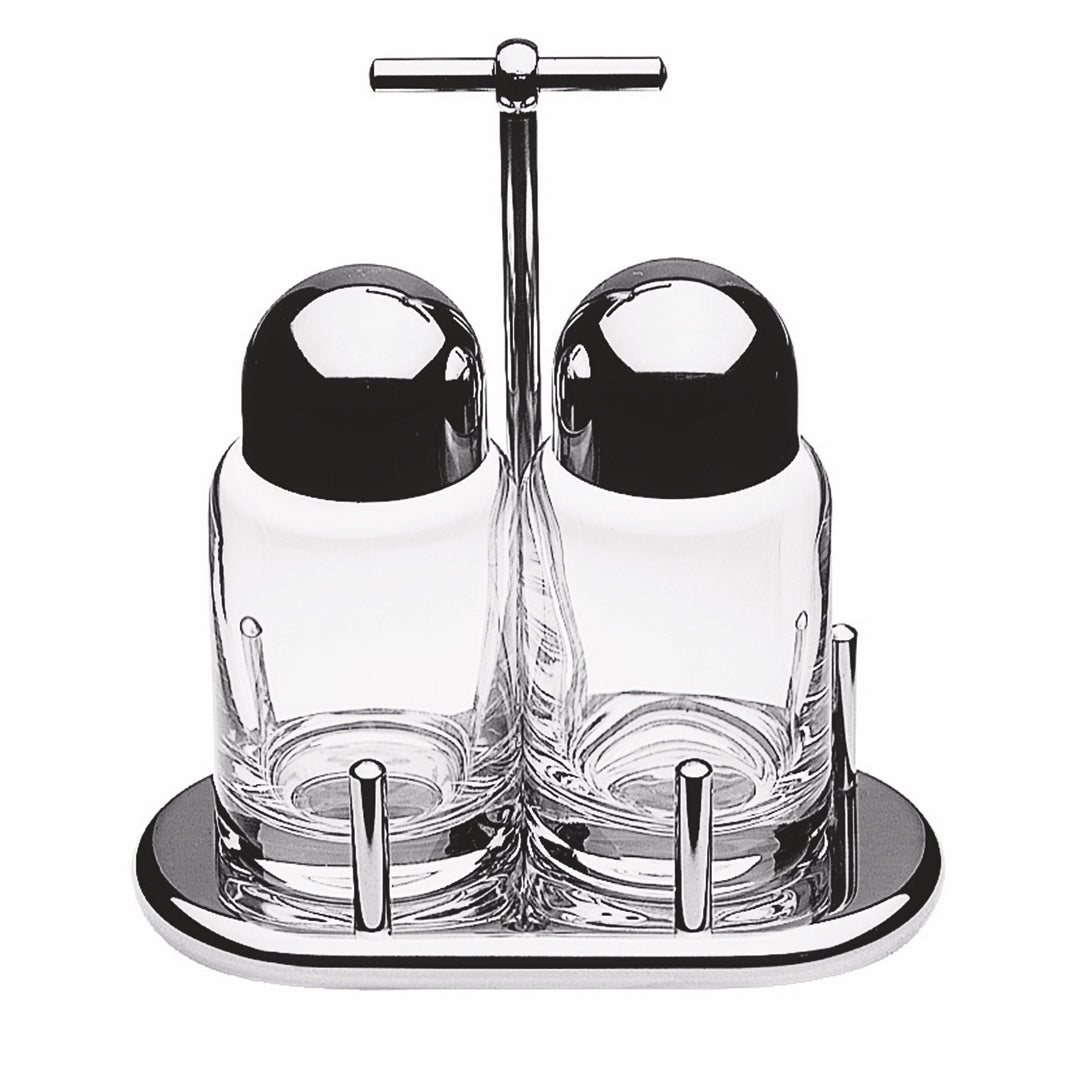 Mepra 2-Piece Stainless Steel Cruet Set | Italian Oil & Vinegar Serveware