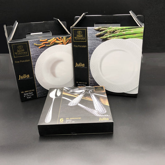 Wilmax Fine Julia Premium Dinnerware Set for 6 with 10" Charger Plates