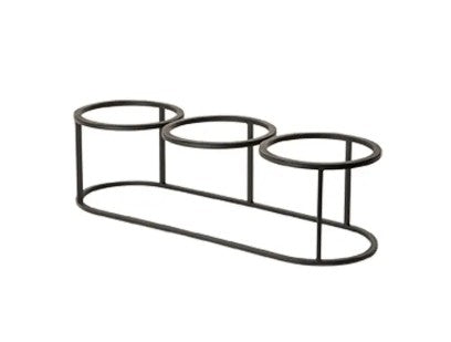 Craster Tilt black powder-coated stainless steel triple frame holder, minimalist industrial design, white background