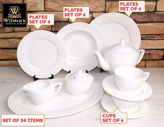 Julia Fine Dining Set | 34-Piece Porcelain Tableware for 6