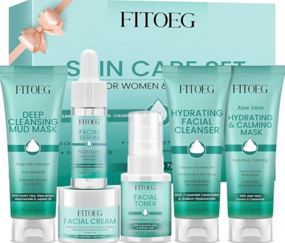 Skincare Gift Set for Teens & Women – Travel Size Facial Kit for Hydration & Oil Control (All Skin Types)