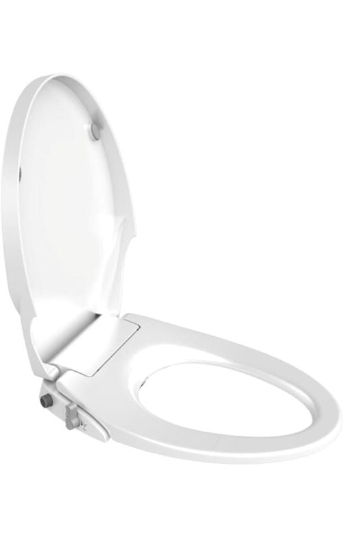 Non-Electric Bidet Toilet Seat | Elongated, Soft-Close, Dual Nozzle – White