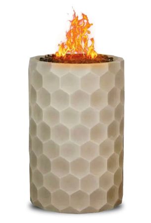 Fire Pit-Four Seasons Courtyard Outdoor Gas Fire Pit with Honeycomb Stone Pattern-18”H, 12”D