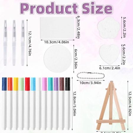 Painting Kit-PenPeak 3D Puffy Paint Kit with 24 Colors, Water Pens, Bead Chains, Mini Easel & Foam Paper for DIY Arts & Crafts