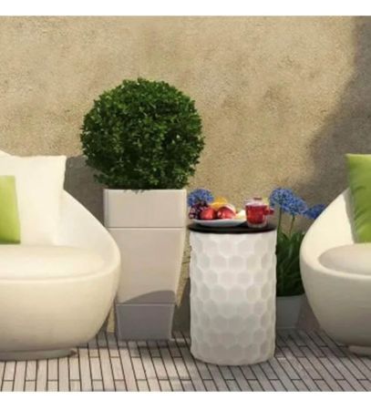 Fire Pit-Four Seasons Courtyard Outdoor Gas Fire Pit with Honeycomb Stone Pattern-18”H, 12”D