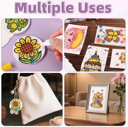 Painting Kit-PenPeak 3D Puffy Paint Kit with 24 Colors, Water Pens, Bead Chains, Mini Easel & Foam Paper for DIY Arts & Crafts