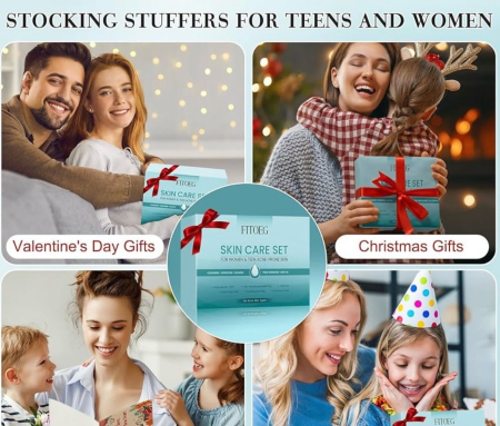 Skincare Gift Set for Teens & Women – Travel Size Facial Kit for Hydration & Oil Control (All Skin Types)
