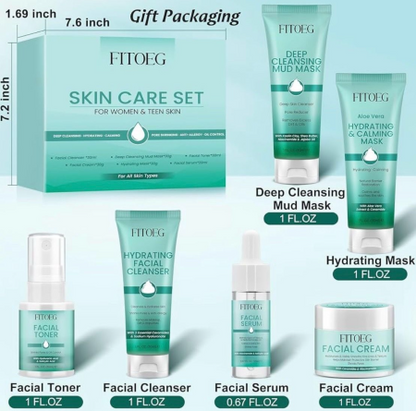 Skincare Gift Set for Teens & Women – Travel Size Facial Kit for Hydration & Oil Control (All Skin Types)