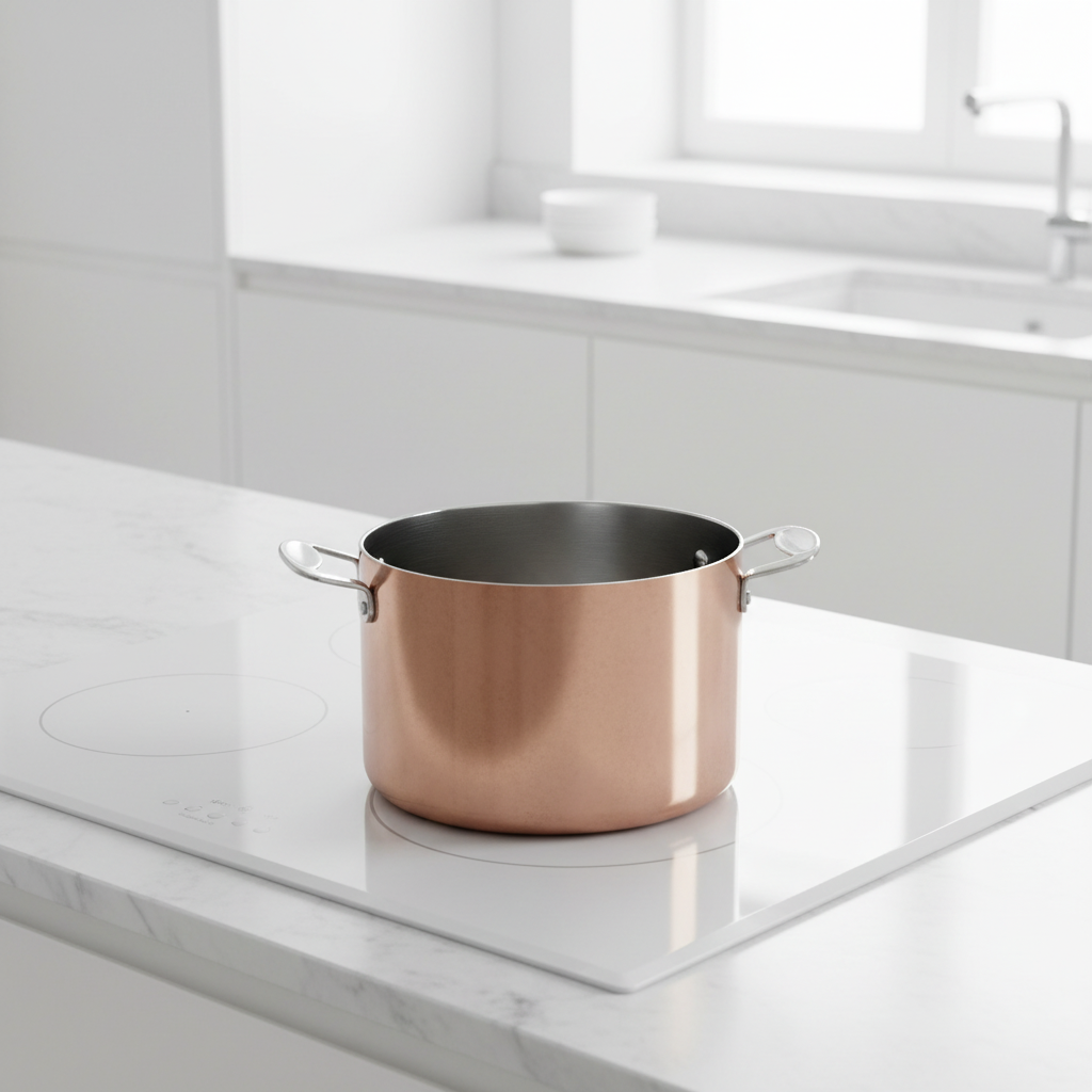 Mepra Deep Pot 24cm riveted stainless steel handles, close-up detail shot