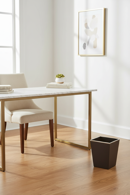 Craster Luxury Faux Leather Square Waste Bin | Bedroom & Home Office