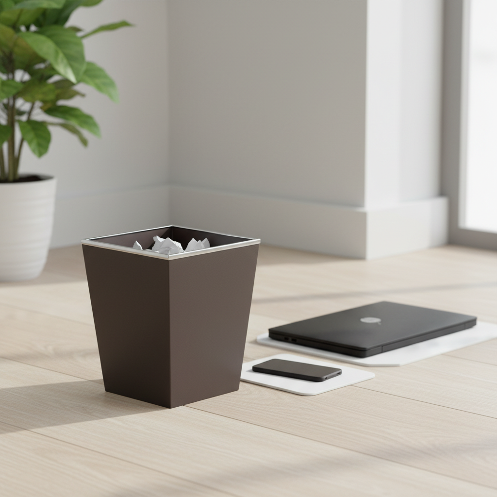 Craster Luxury Faux Leather Square Waste Bin | Bedroom & Home Office