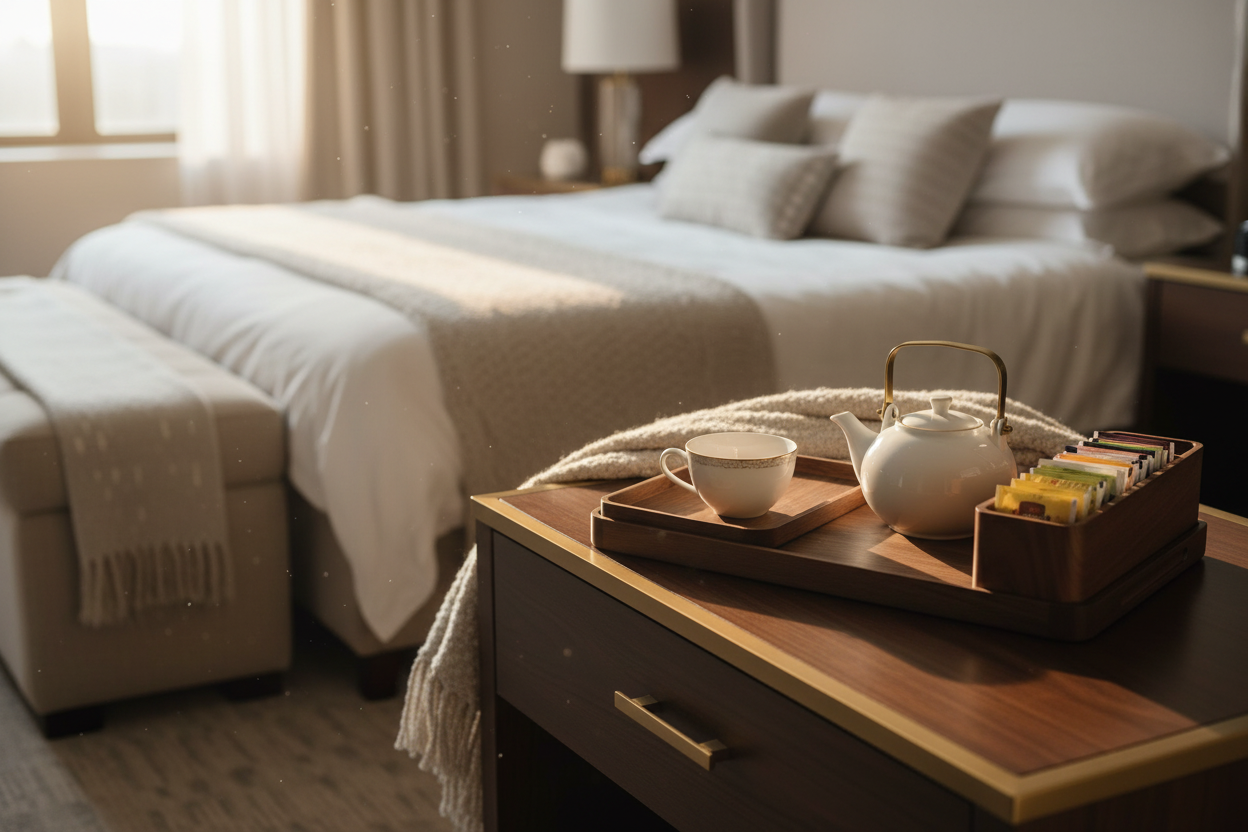 Craster Walnut 3-Piece Luxury Tea & Coffee Tray Set | Hotel-Grade Hospitality