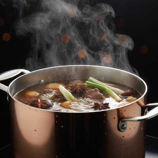 Mepra Deep Pot 24cm tri-ply stainless steel with copper exterior, mirror-polished finish, front view