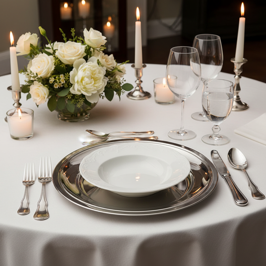 Mepra Round Serving Plate with Reinforced Edge | Italian 18/10 Stainless Steel | 13¾"