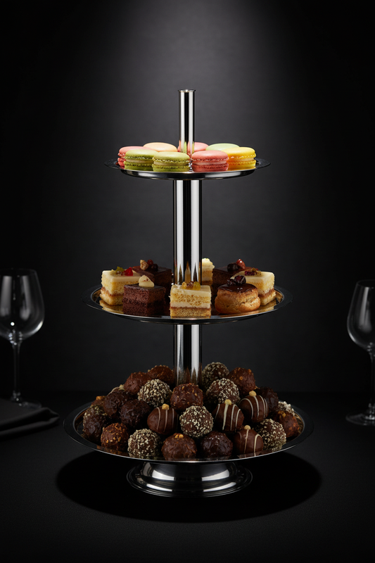 Mepra 3-Tier Fruit & Dessert Stand | Italian 18/10 Stainless Steel | 27⅝" Tall