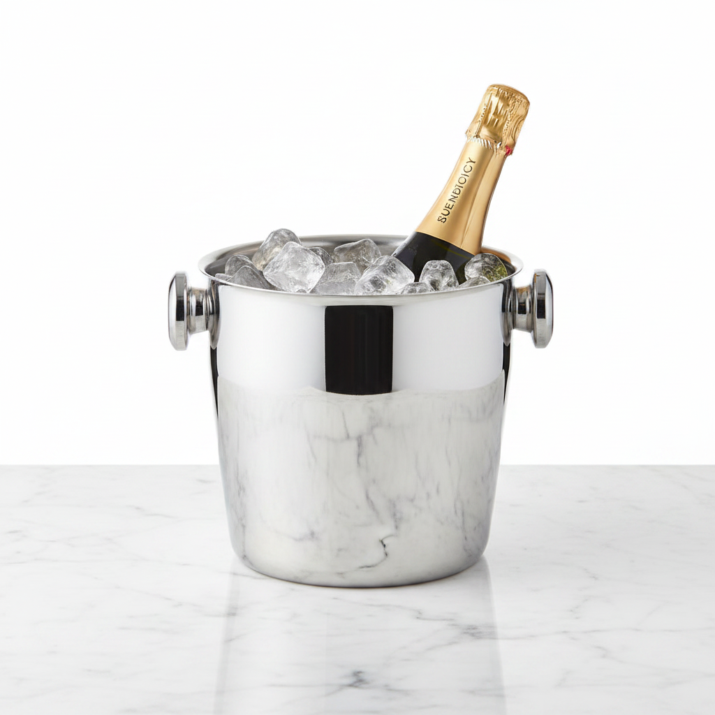 Mepra Ice Bucket with Knob Handles | Italian 18/10 Stainless Steel | 50¾ oz