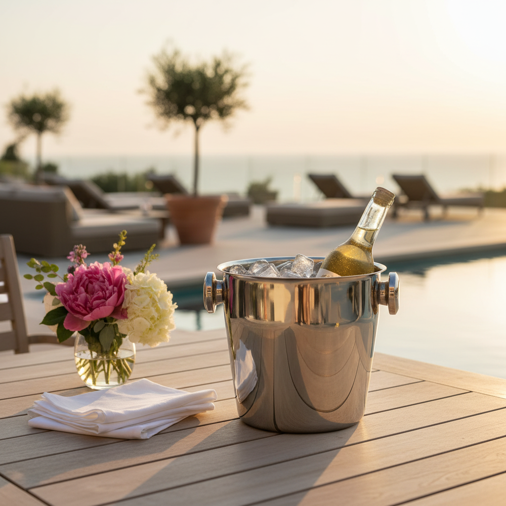Mepra Ice Bucket with Knob Handles | Italian 18/10 Stainless Steel | 50¾ oz