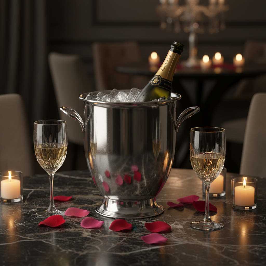 Mepra Wine Bucket with Pedestal Base | Italian 18/10 Stainless Steel | 169 oz