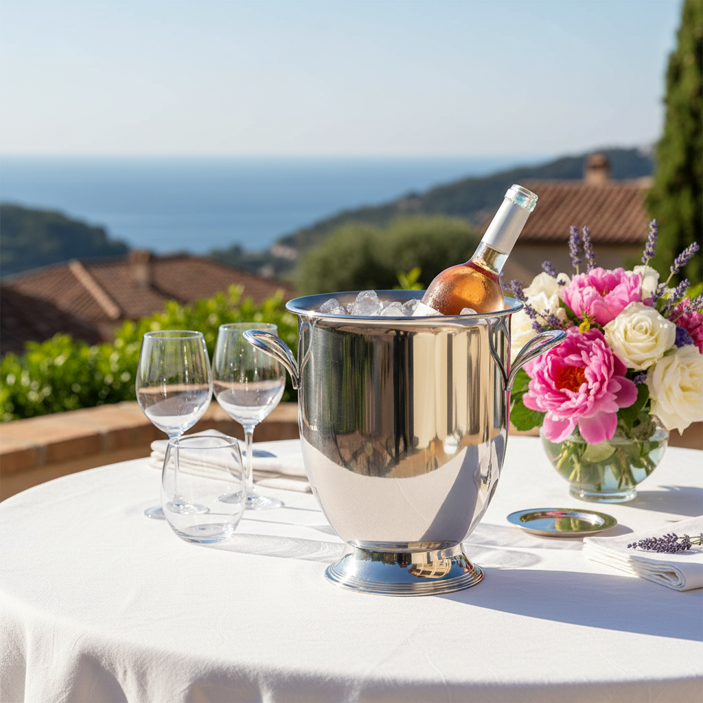 Mepra Wine Bucket with Pedestal Base | Italian 18/10 Stainless Steel | 169 oz