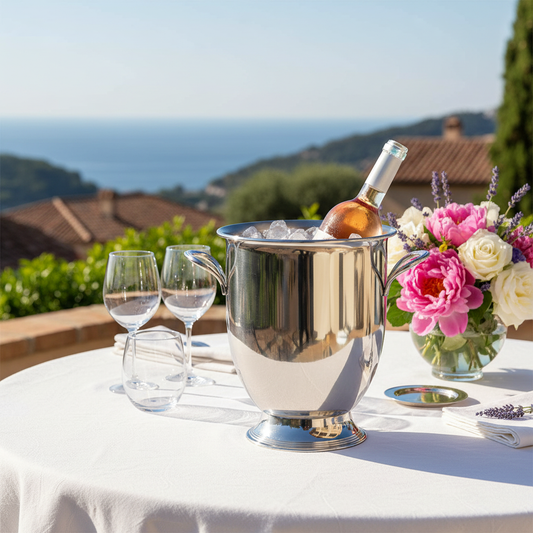 Mepra Wine Bucket with Pedestal Base | Italian 18/10 Stainless Steel | 169 oz