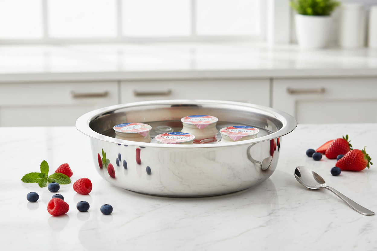 Mepra yogurt cooler high-polish stainless steel serving bowl for luxury entertaining