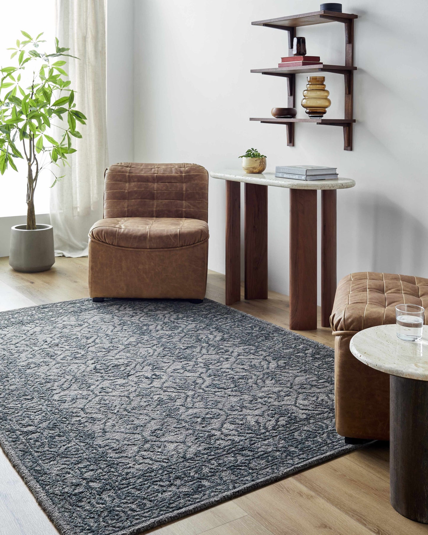 Yadid Black Wool Area Rug-0