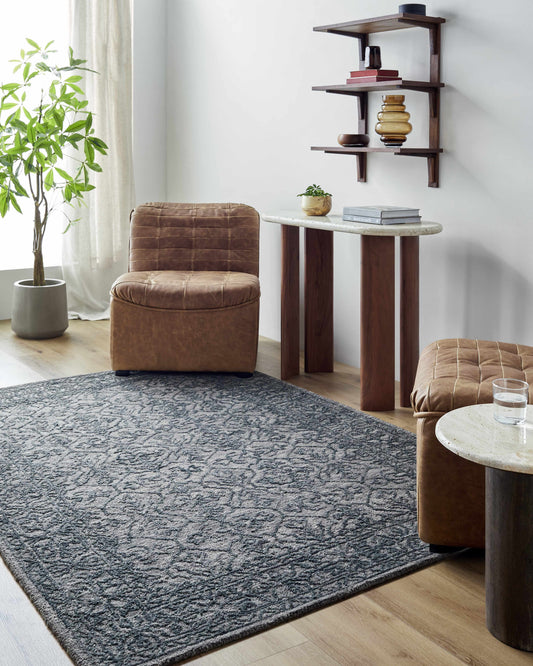 Yadid Black Wool Area Rug-0